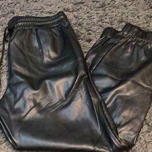 Aaron & Amber Black Faux Leather Jogger pants